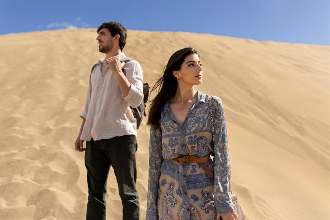Couple enjoying a VIP desert safari Dubai tour